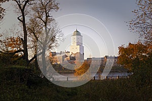 Vyborg castle in the city of Vyborg, Leningrad region, Russia. View of the ancient fortress on the island in autumn