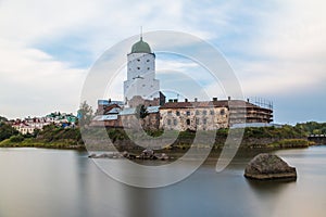 Vyborg Castle in cloudy day