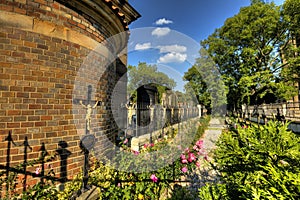 The Vysehrad cemetery with famous the Slavin tomb, designed by Antonin Wiehl, Prague, CZ