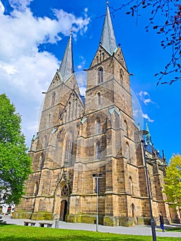 Vysoke Myto- Czech- 25 April 2024: Church of St. Lawrence, Gothic structure