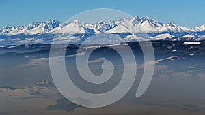 Vysoke Tatry mountain range with Spissky hrad , Slovakia