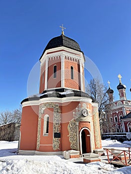 Vysoko-Petrovsky Monastery in Moscow, ancient Cathedral of St. Peter Metropolitan of Moscow and All Russia in winter