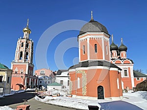 Vysoko-Petrovsky monastery in Moscow in early spring in sunny weather