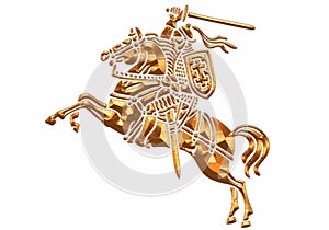 Vytis Lithuania symbol an armored rider on a horse.Golden color, rider horse