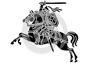 Vytis Lithuania symbol an armored rider on a horse, holding sword raised above his head in his right hand.