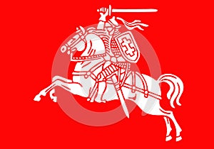 Vytis Lithuania symbol an armored rider on a horse, holding sword raised above his head in his right hand.