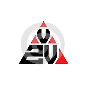 VZV triangle letter logo design with triangle shape. VZV triangle logo design monogram. VZV triangle vector logo template with red