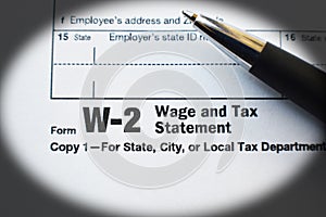 W-2 Tax Form Document Close Up High Quality