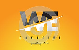 WE W E Letter Modern Logo Design with Yellow Background and Swoosh.