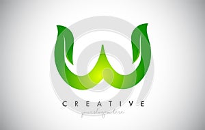 W Leaf Letter Logo Icon Design in Green Colors Vector Illustration