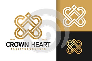 W Letter Crown Heart Logo Design, brand identity logos vector, modern logo, Logo Designs Vector Illustration Template