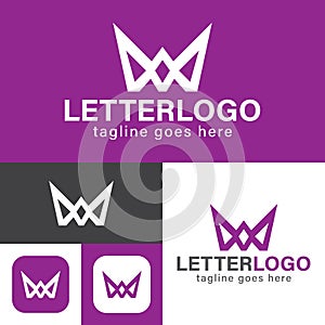 W Letter Crown Logo. Minimal Style.Modern brand identity.Initial letter W. Crown abstract icon. Creative Symbol.Vector