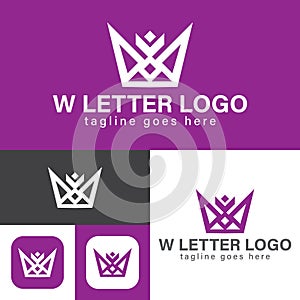 W Letter Crown Logo. Minimal Style.Modern brand identity.Initial letter W. Crown abstract icon. Creative Symbol.Vector