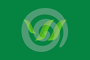 W letter and leaf logo design template vector