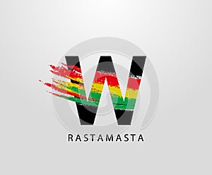 W Letter Logo With Splatter and Rasta Color. Letter A Reggae