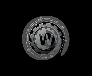 W Letter Metal Gear Icon Design Perfect for automotive, machinery and  industrial logo