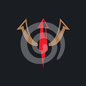 W letter trident icon vector concept design template