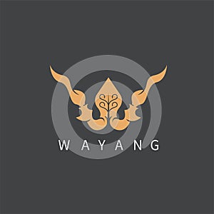 W letter for wayang,keris and gunungan concept design icon vector