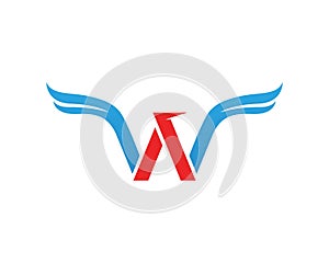 w Letter Wings Logo Template