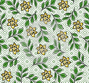 Flowers seampless pattern geometric background photo