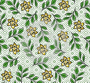 Flowers seampless pattern geometric background