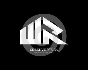 W R modern letter creative monogram logo