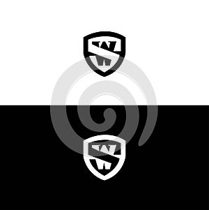 W shield vector logo template