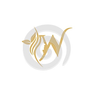 W Vector Logo Design. Female Decorative Fashion Makeup Lifestyle Modern Spa Feminism Lady Cosmetics Beauty Medical