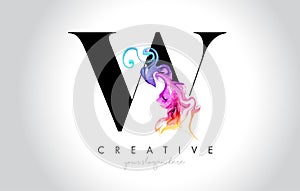 W Vibrant Creative Leter Logo Design with Colorful Smoke Ink Flo