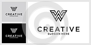 W or WW initial letter logo design vector