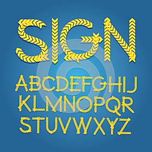 W1-8 Chevron Sign Alphabet Vector