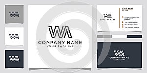 WA or AW initial letter logo design vector photo
