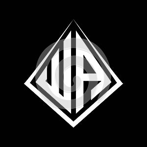WA logo letters monogram with prisma shape design template photo