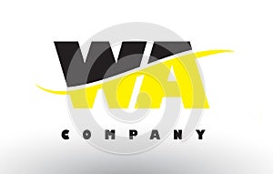 WA W A Black and Yellow Letter Logo with Swoosh.