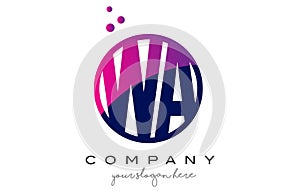 WA W A Circle Letter Logo Design with Purple Dots Bubbles