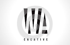 WA W A White Letter Logo Design with Black Square. photo