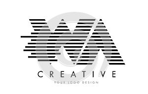 WA W A Zebra Letter Logo Design with Black and White Stripes
