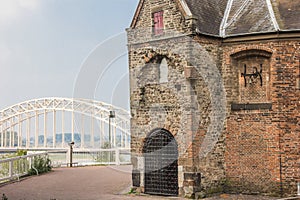 Waalbrug en Sint Nicolaas Church in the Valkhof in Nijmegen photo