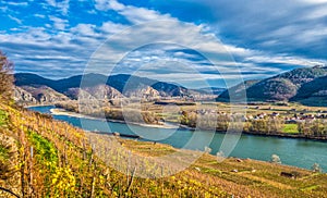 Wachau Valley at sunset, Lower Austria, Austria