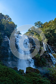 Wachirathan waterfall Doi Inthaonon national park Thailand Chiang Mai, beautiful waterfall in Doi Inthanon national park