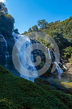 Wachirathan waterfall Doi Inthaonon national park Thailand Chiang Mai, beautiful waterfall in Doi Inthanon national park