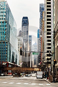 Wacker drive in downtown Chicago. USA Illinois