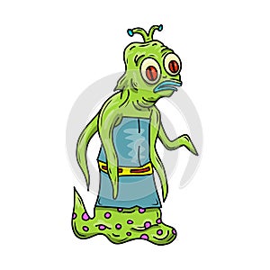 Wacky, Crazy space alien or monster cartoon. Isolated on white.