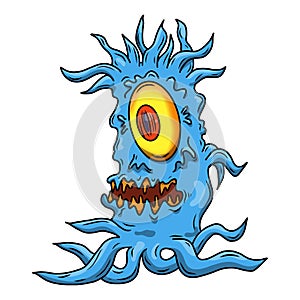Wacky, Crazy space alien or monster cartoon. Isolated on white.