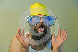 Wacky Excited Bearded Man photo