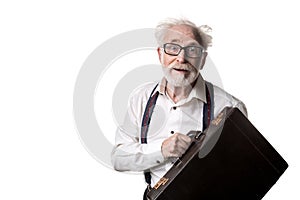 Wacky mature man looking surprised