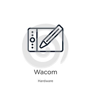 Wacom icon. Thin linear wacom outline icon isolated on white background from hardware collection. Line vector wacom sign, symbol