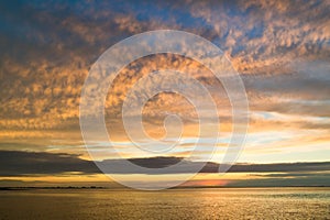 Waddensea with coastlines of island Texel and Den Helder at suns photo