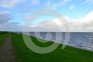 waddenzee, wierum, netherlands during a cloudy day photo