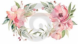 wadding invitation card design with beautiful floral wreath watercolor